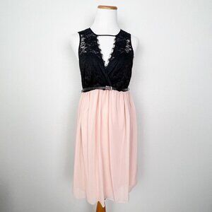 ASOS Maternity Black Blush Belted Lace Sleeveless Cocktail Dress Womens 2